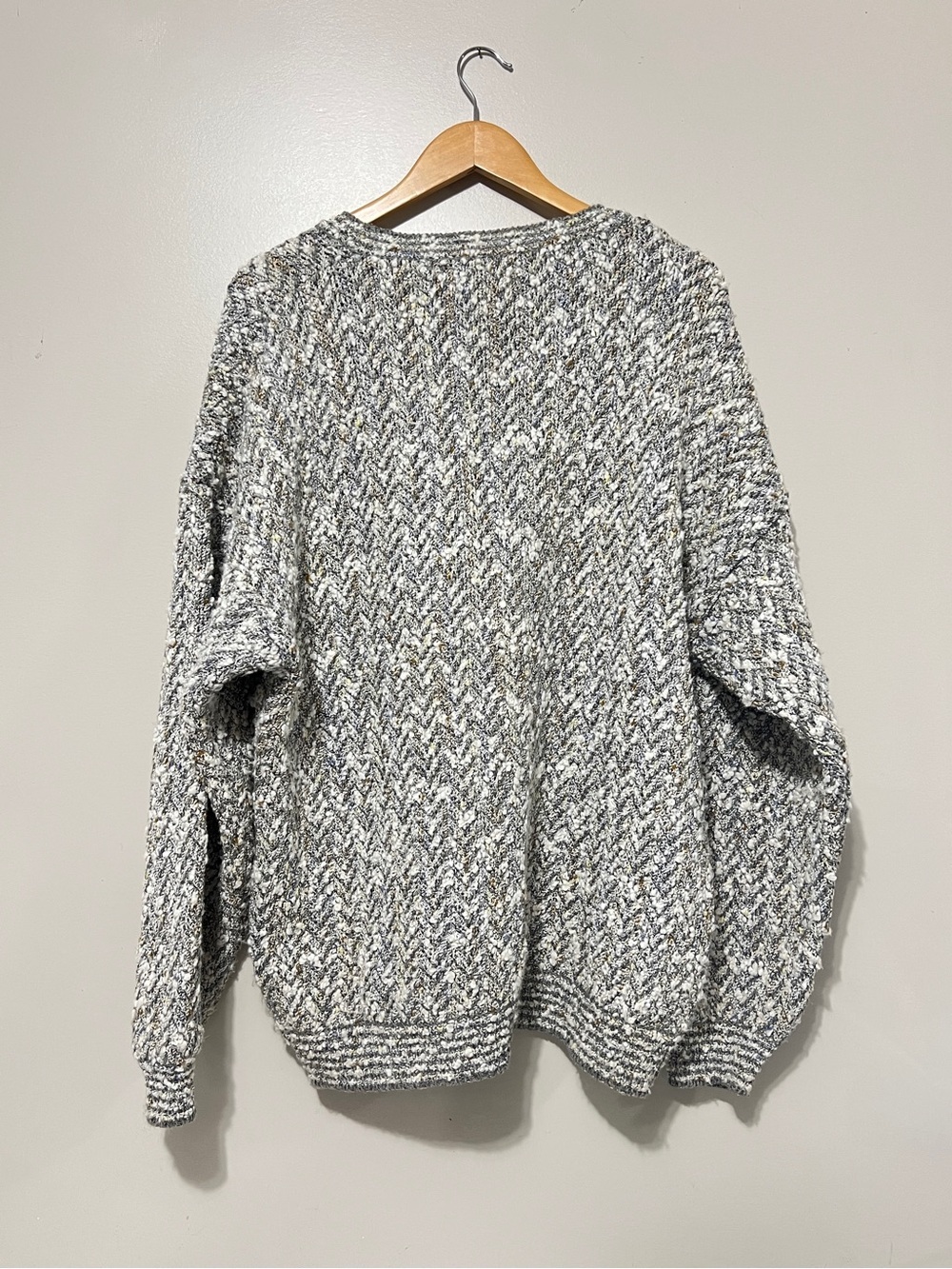 Leo Chevalier Plus Size Knit Sweater 2XL Grey V-Neck Chevron Boho Chic Sweater - Picture 4 of 12